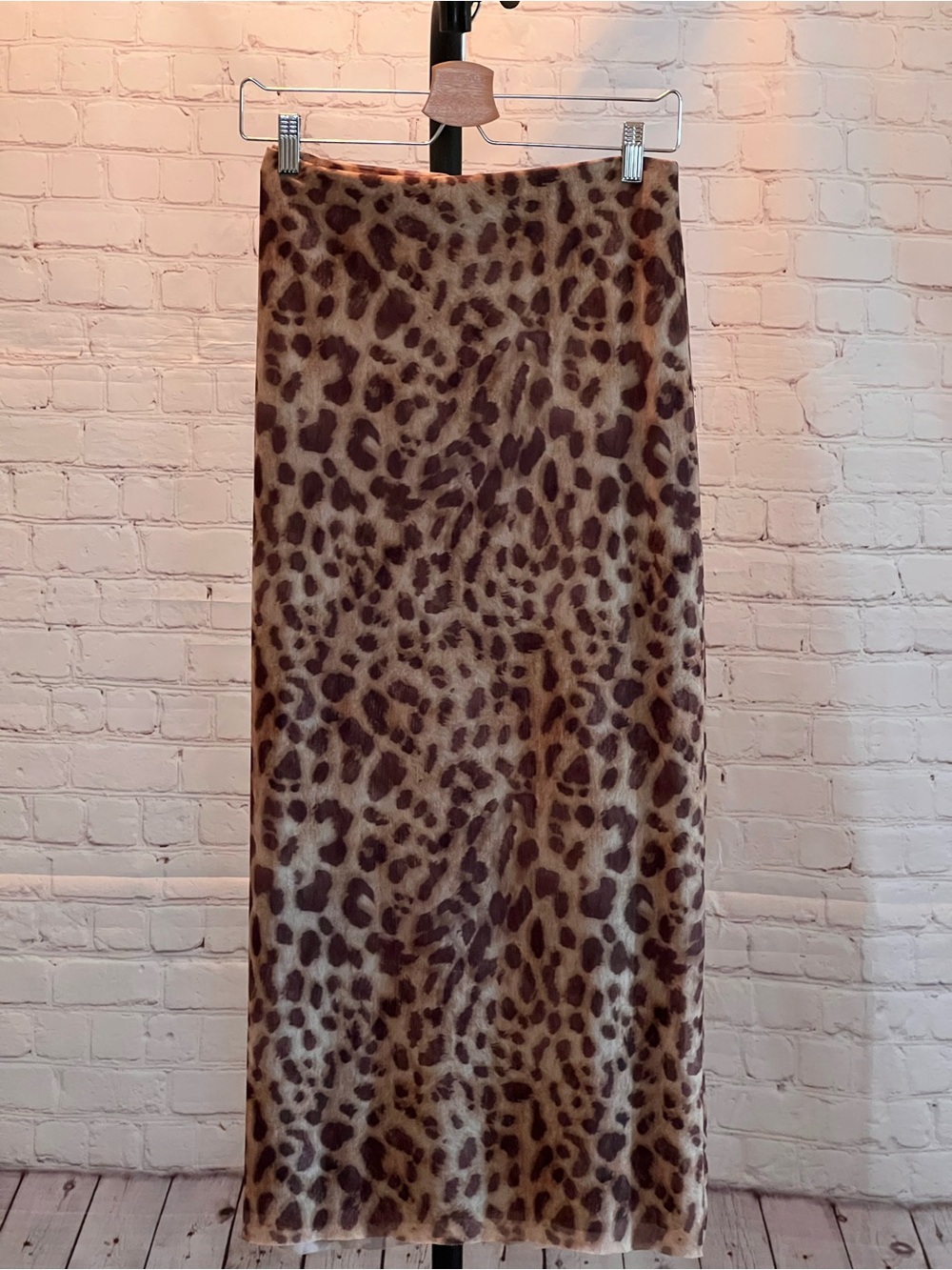 ❤️ Zara Leopard Print Midi SKIRT | Stretch Mesh | Size L